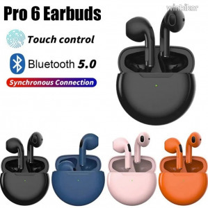 AIR PRO 6 bluetooth headset vezetéknélküli TWS fülhallgató android ios WIRELESS headsett FEKETE =1FT