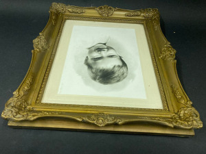Hibátlan antik blondell keret, üvegezve - 24,4 x 30.5 cm. befogadó méret - Hibátlan blondell keret