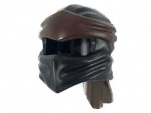 Fekete / sötétbarna ninja maszk (Cole) EREDETI LEGO minifigura elem - Ninjago - Új