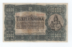1923 10000 korona Orell Fürsli javított