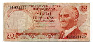 Törökország 20 Lira Bankjegy 1974 P187b