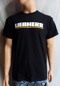 Liebherr fekete póló 100% pamut.(elől-hátul felírat)