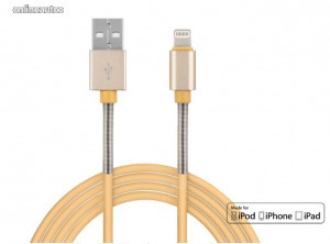 AMIO Töltő- és adatkábel iPhone és iPad és iPod készülékekhez arany színű USB villámkábel FullLIN...