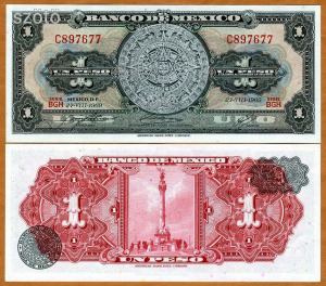 Mexikó 1 Peso bankjegy (UNC) 1969