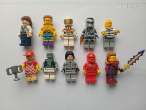 LEGO ember figurák. Gyűjthető. 10 darab. Versenyző, Pankrátor, Indiana Jones, Karibtenger kalózai,