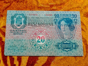 1913 -as Ropogós 20 Korona I. kadású vízjeles bankó Ritkább !!! (L0267)