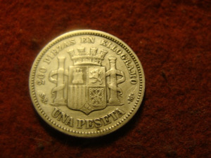 Spanyol ezüst 1 peseta 1869 szép címer