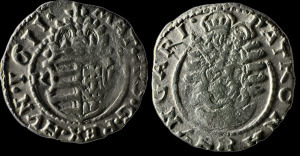 Dénár - II. Mátyás - 1611, Körmöcbánya - ezüst, ritkább típus, ÉH:870