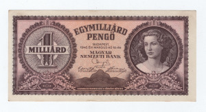 1946 1 milliárd pengő UNC