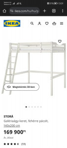 IKEA STORA galéria ágykeret magas ágy emeletes ágy
