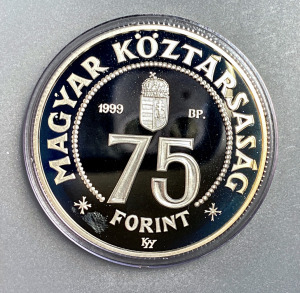 1999 75 éves a MNB ezüst 75 Forint PP