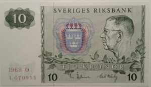 Svédország 10 korona 1968 XF-AUNC