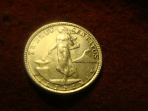 Fülöp-szigetek ezüst 20 centimos 1945