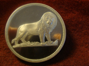 Yemeni Arab Köztársaság óriási ezüst 50 rials 1969 PROOF 46 mm  50 gramm 0.925, kapszula,  ritka!