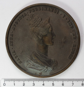 Mária Anna I. Ferdinánd felesége cseh királynévá koronázására emlékérem 1836 - galvanoplasztika