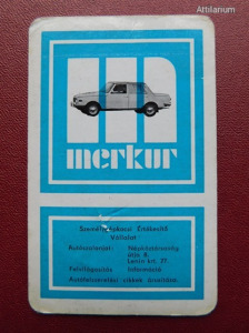 MERKUR, Személygépkocsi Értékesítő Vállalat - kártyanaptár, 1969. Wartburg autó.