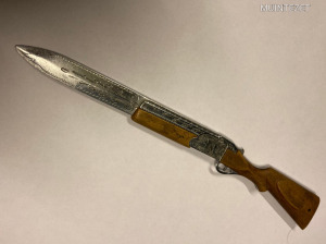 Régi levélbontó kés ritkaság - Egy díszes vadászpuska formáját hordozó ritka levélbontó