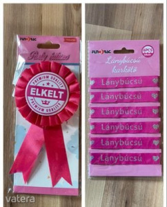 Leánybúcsú lánybúcsú party csomag kellék kitűző ELKELT felirattal és karkötő   PINK