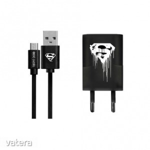 USB kábel DC - Superman 001 USB - Type-C adatkábel hálózati töltővel 1m fekete 1A