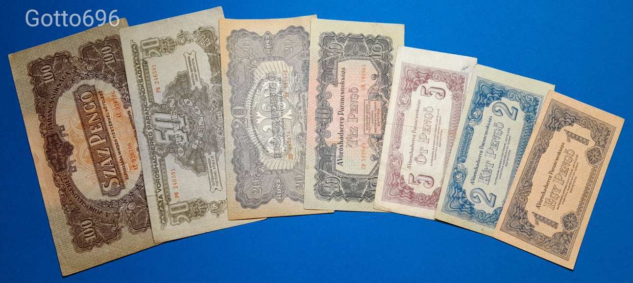 7 db -os 1944 -es Vöröshadsereg parancsnoksága vízjeles pengősor VF-F (L2251)