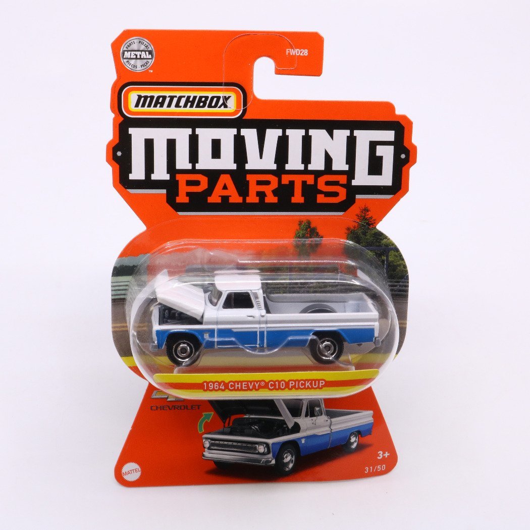 Camion Pickup Chevrolet C10 1964 Matchbox Moving Parts Blanc/bleu 1/64 - Neuf Dans Sa Boîte, Modèle 2022