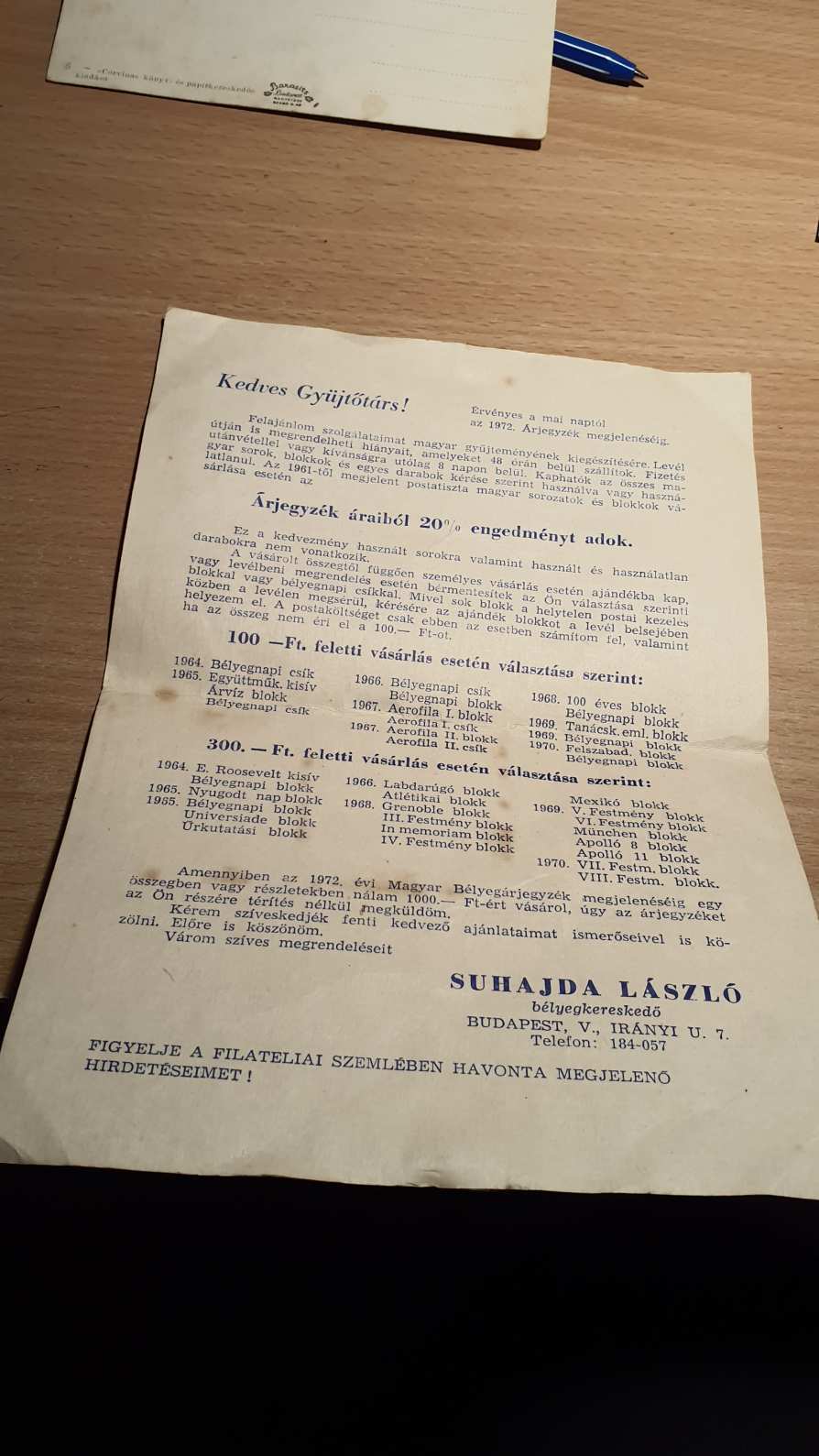BÉLYEGKERESKEDŐI TÁJÉKOZTATÓ, MÉH BÉLYEGZÉS