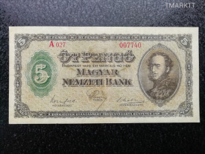 Ritka bankjegy aukción: 5 pengő bankjegy 1926 évi // 1,-Ft-ról NMÁ!