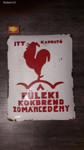 Füleki Kokbrend Zománcedény  zománctábla- 45 x 35 cm domboritott 1930-as évek
