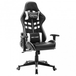 Fekete és fehér műbőr gamer szék