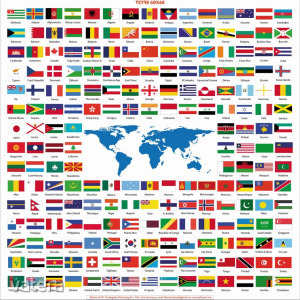 Ingyen posta, kész kép feszítőkeretben, Vászonkép, Világ, Atlasz, Ország, Zászlók