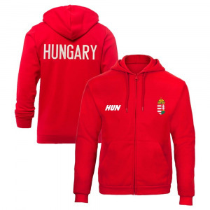 Magyarország pulóver felnőtt kapucnis-zippes HUNGARY piros