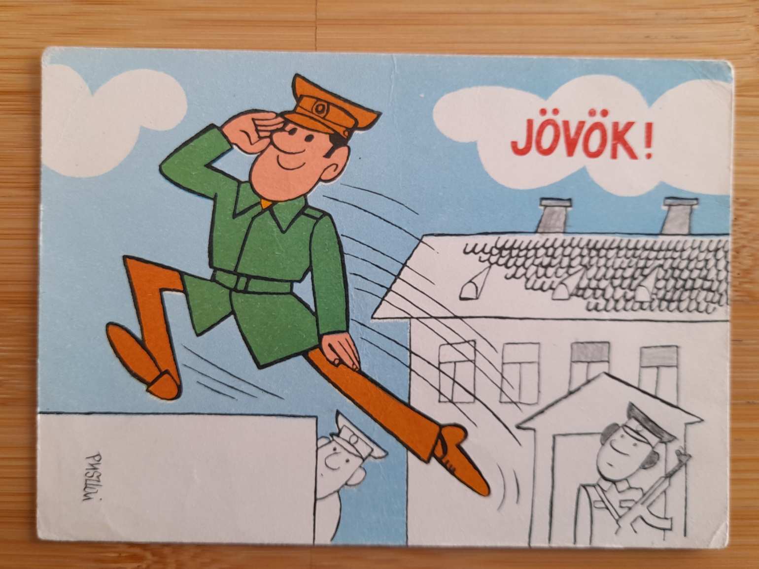Képeslap, levelezőlap - Humoros vicces  katonai  sorkatonaság  grafikus (1/26/1_SZ)