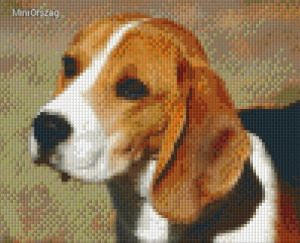 Pixel szett 4 normál alaplappal, színekkel, kutya, beagle (804042)