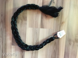 Hosszú Felgumizható Fekete Hajfonat Copf Póthaj  80cm