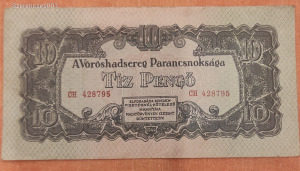 VH. 10 pengő Tíz pengő 1944 bankjegy CH