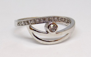 Fehér arany köves gyűrű (ZAL-Au 105865)