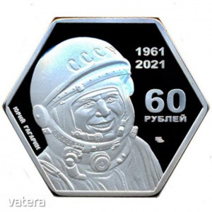 Bajkonur 60 rubel 2021 UNC Jurij Gagarin Űrhajó Űrhajós Űrutazás Baikonur Kazahsztán Szögletes Proof