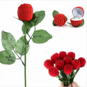 Dobozdoboz eljegyzési gyűrűhöz rózsa alakú fülbevaló bársony rózsa ár