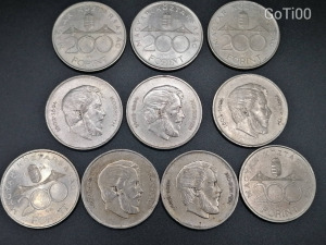 Ezüst pénz érme Kossuth 5 - 200 Forint LOT 10 darab 1947/94/93 Ag500% 120 gramm gEF NMÁ!