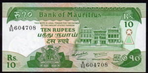 Mauritius 10 rúpia UNC 1985