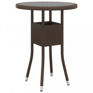 barna polyrattan és edzett üveg kerti asztal Ø60 x 75 cm