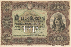 5000 Korona 1920.01.01. (000)  UNC  MINTA bankjegy