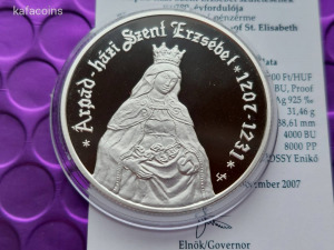 2007 Árpádházi Szent Erzsébet ezüst 5000 forint PROOF UNC. 2007 legszebb európai érméje