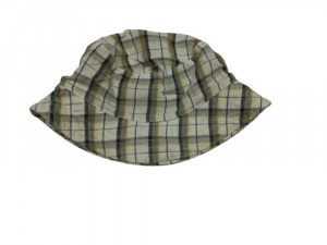 48-50 cm-es fejre khaki-drapp kockás nyári kalap