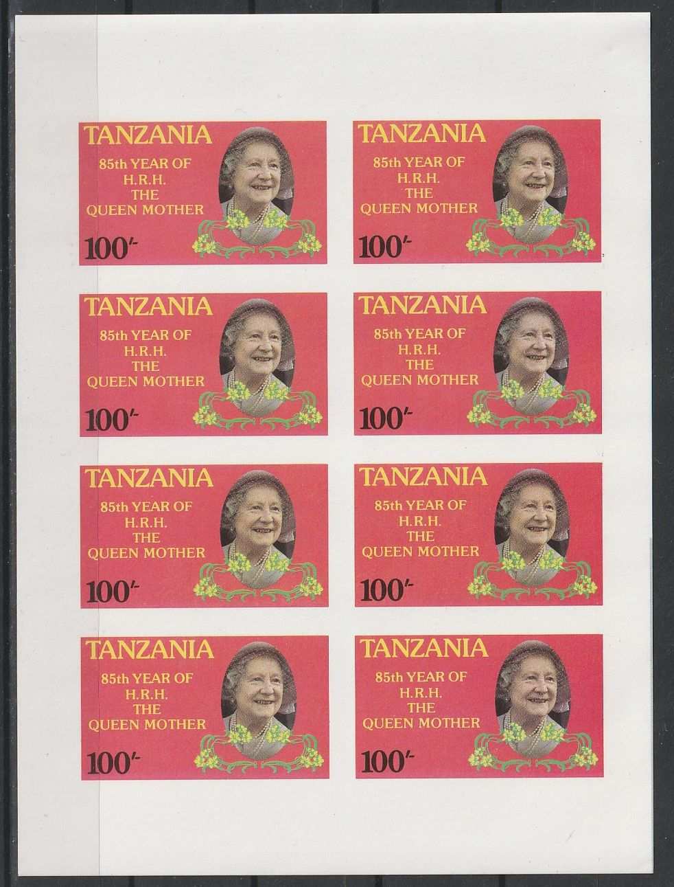 Tanzánia Királyi Család Postatiszta Blokk