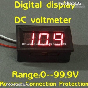0.56 Digitális feszültség mérő DC 0-99.9V PIROS kijelző