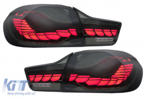 OLED hátsó lámpák BMW 4-es sorozatú F32 F33 F36 M4 F82 F83 (2013-2019) Red Smoke, dinamikus szekv...