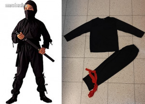 5596 128-134-es szuper vagány fekete jelmez aláöltözet ninja kéményseprő cica lovag