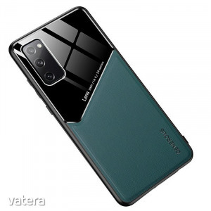 Lens tok - Samsung A202F Galaxy A20e (2019) zöld üveg / bőr tok beépített mágneskoronggal
