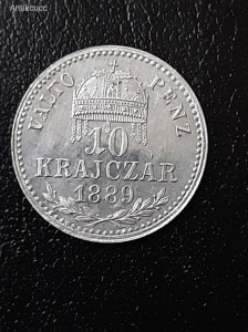 Ferenc J. 10 krajcár 1889-VP -KB!  -vékony lapkás, aluminium  PRÓBAVERET!  UNC ! Nagyon RITKA!
